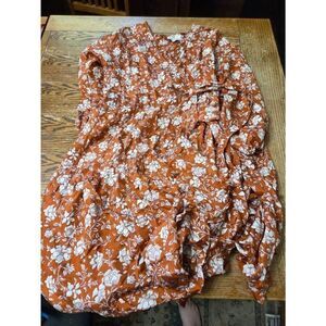 Hannah Artwear dark orange&white floral wrap dress sz 2 (US 8)